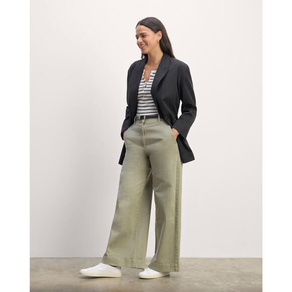 Everlane Phoebe Trousers Wide Leg Utility Pant Sage Green Size 6 Academia Office - Picture 1 of 11